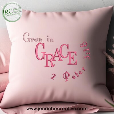 Grow in Grace Embroidered Pillow Cover - image5